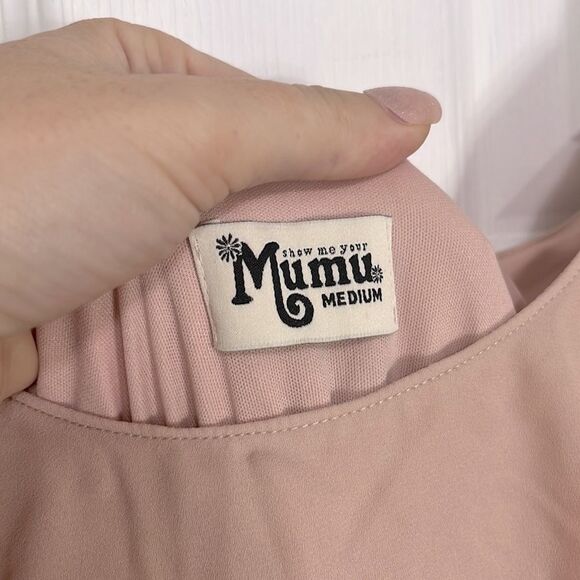 Show Me Your MuMu Pale Pink Caitlin Ruffle Formal Maxi Dress Size Medium - Picture 3 of 10